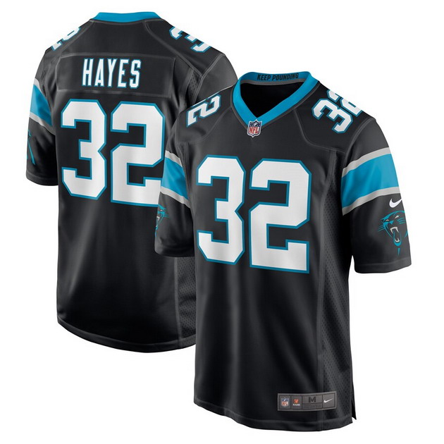 mens nike tae hayes black carolina panthers game player jersey